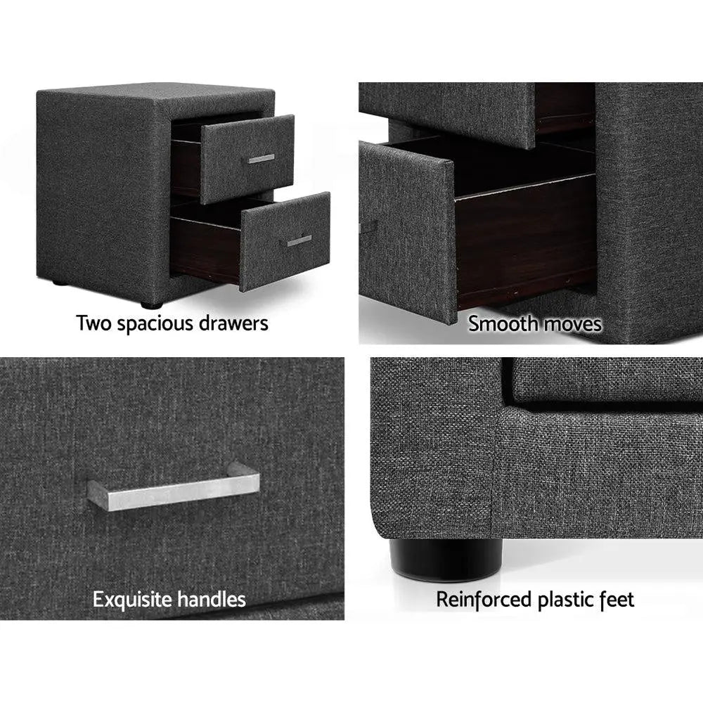 Artiss Fabric Bedside Table - Grey Deals499