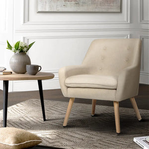 Artiss Fabric Dining Armchair - Beige Deals499