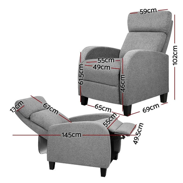 Artiss Fabric Reclining Armchair - Grey Deals499