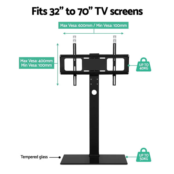 Artiss Floor TV Stand Brakcket Mount Swivel Height Adjustable 32 to 70 Inch Black Deals499