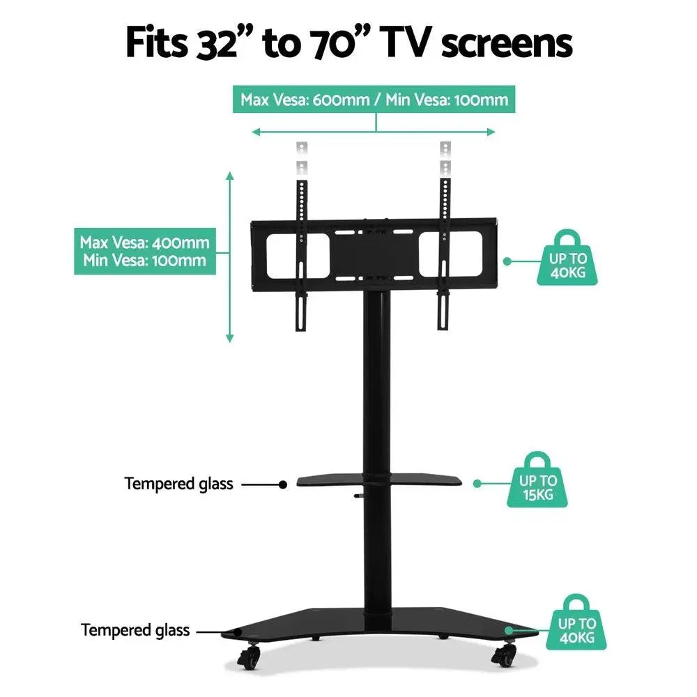 Artiss Floor TV Stand Brakcket Mount Swivel Height Adjustable 32 to 70 Inch Black Deals499