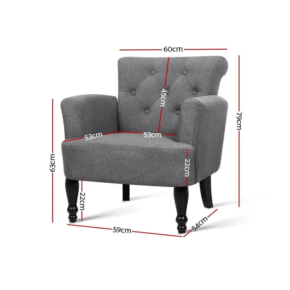 Artiss French Lorraine Chair Retro Wing - Grey Deals499