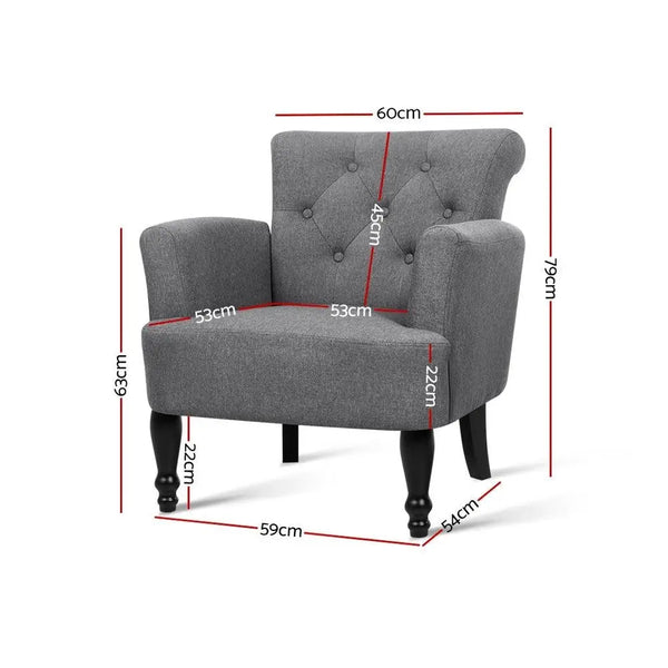 Artiss French Lorraine Chair Retro Wing - Grey Deals499