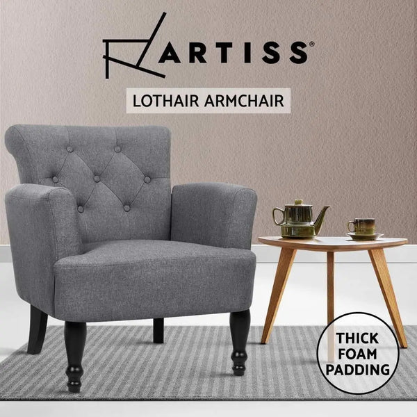 Artiss French Lorraine Chair Retro Wing - Grey Deals499