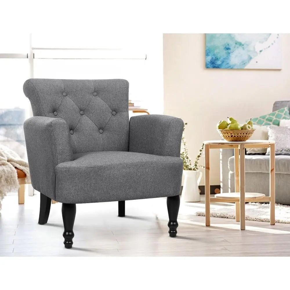Artiss French Lorraine Chair Retro Wing - Grey Deals499