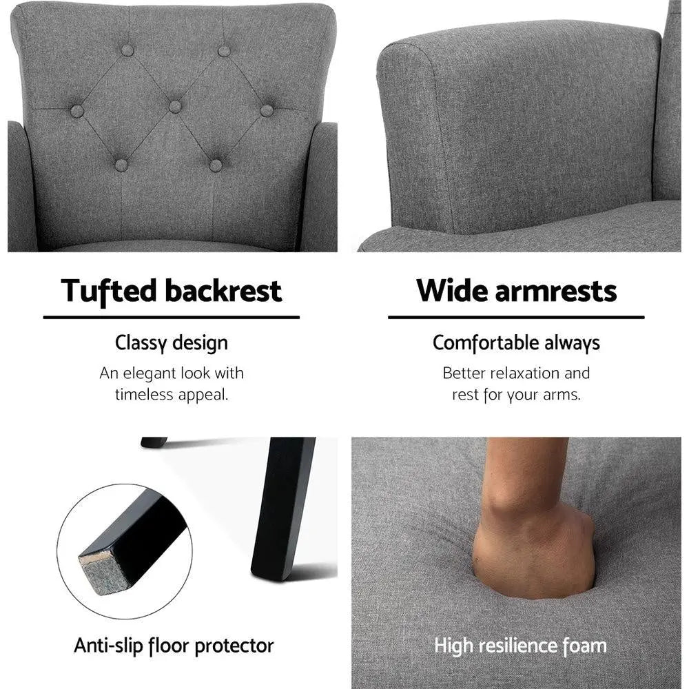 Artiss French Lorraine Chair Retro Wing - Grey Deals499