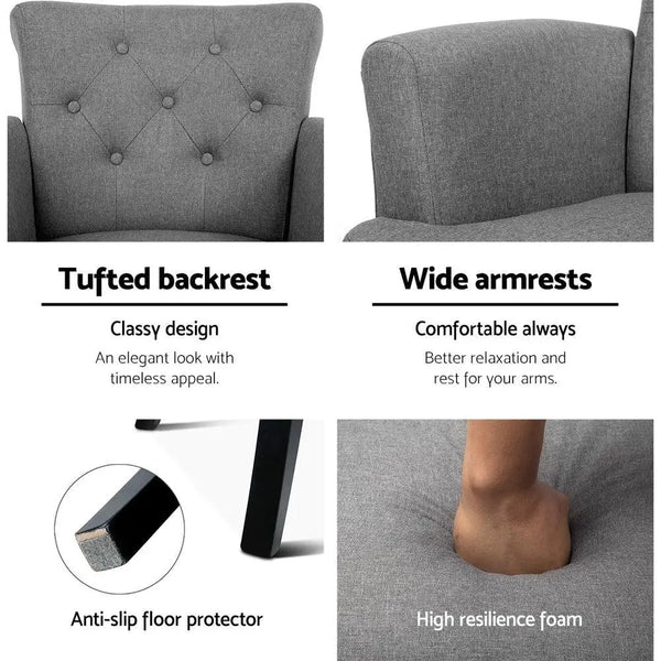 Artiss French Lorraine Chair Retro Wing - Grey Deals499