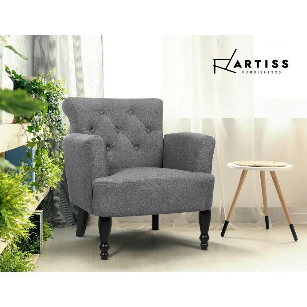 Artiss French Lorraine Chair Retro Wing - Grey Deals499