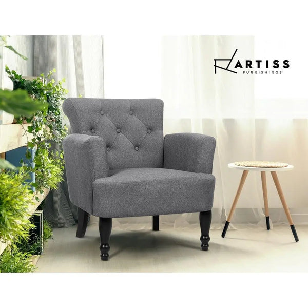 Artiss French Lorraine Chair Retro Wing - Grey Deals499