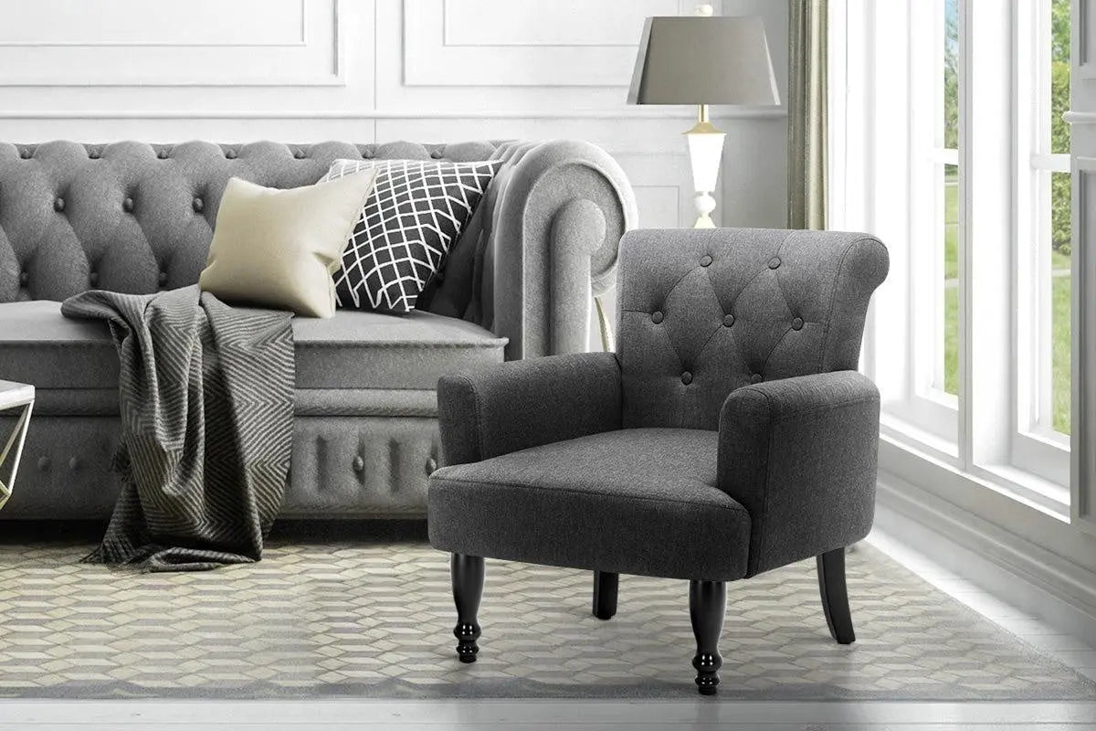 Artiss French Lorraine Chair Retro Wing - Grey Deals499