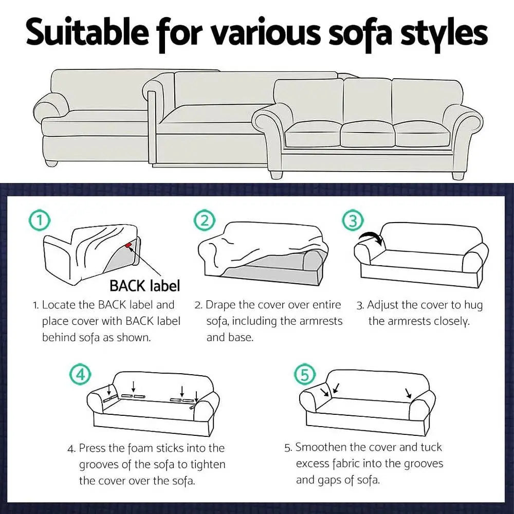 Artiss High Stretch Sofa Cover Couch Lounge Protector Slipcovers 3 Seater Black Deals499