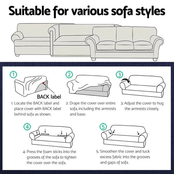 Artiss High Stretch Sofa Cover Couch Lounge Protector Slipcovers 3 Seater Black Deals499