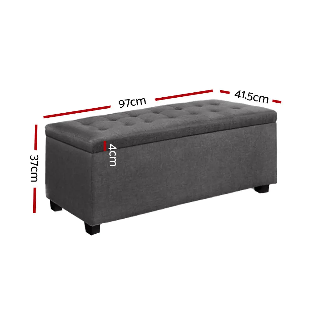 Artiss Large Fabric Storage Ottoman - Grey Deals499