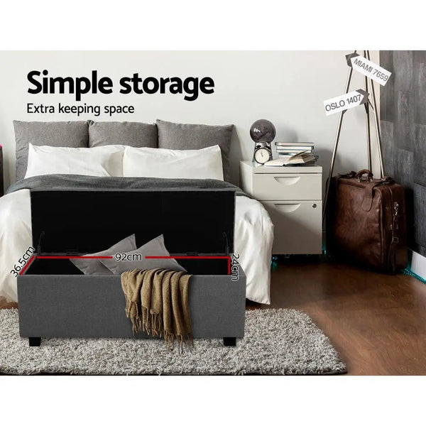 Artiss Large Fabric Storage Ottoman - Grey Deals499