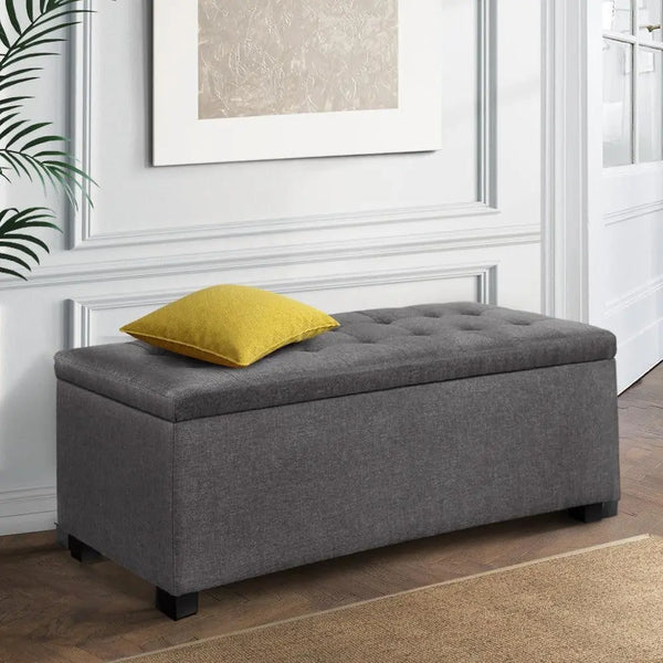 Artiss Large Fabric Storage Ottoman - Grey Deals499