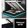 Artiss Lumi LED Bed Frame PU Leather Gas Lift Storage - Black Double Deals499