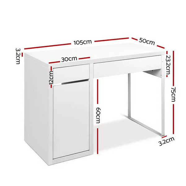 Artiss Metal Desk With Storage Cabinets - White Deals499
