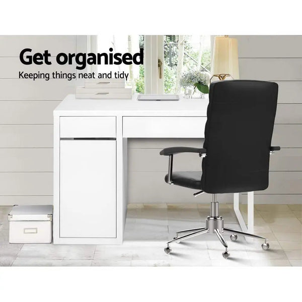 Artiss Metal Desk With Storage Cabinets - White Deals499