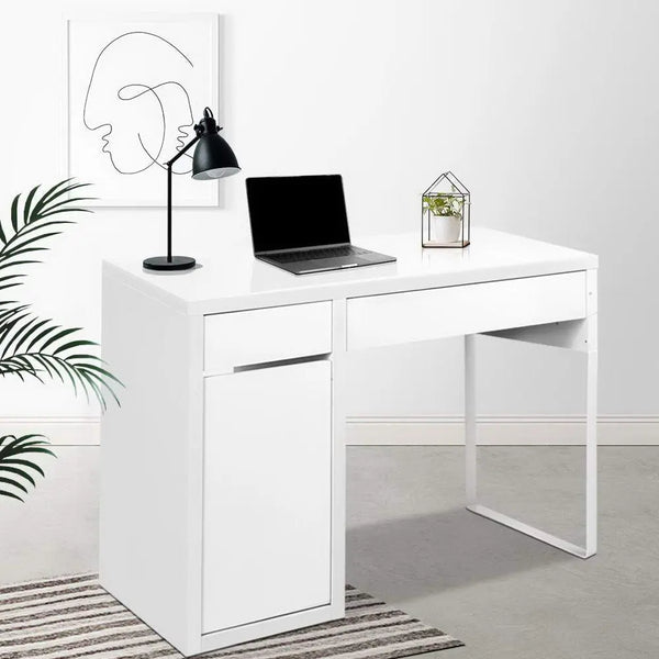 Artiss Metal Desk With Storage Cabinets - White Deals499