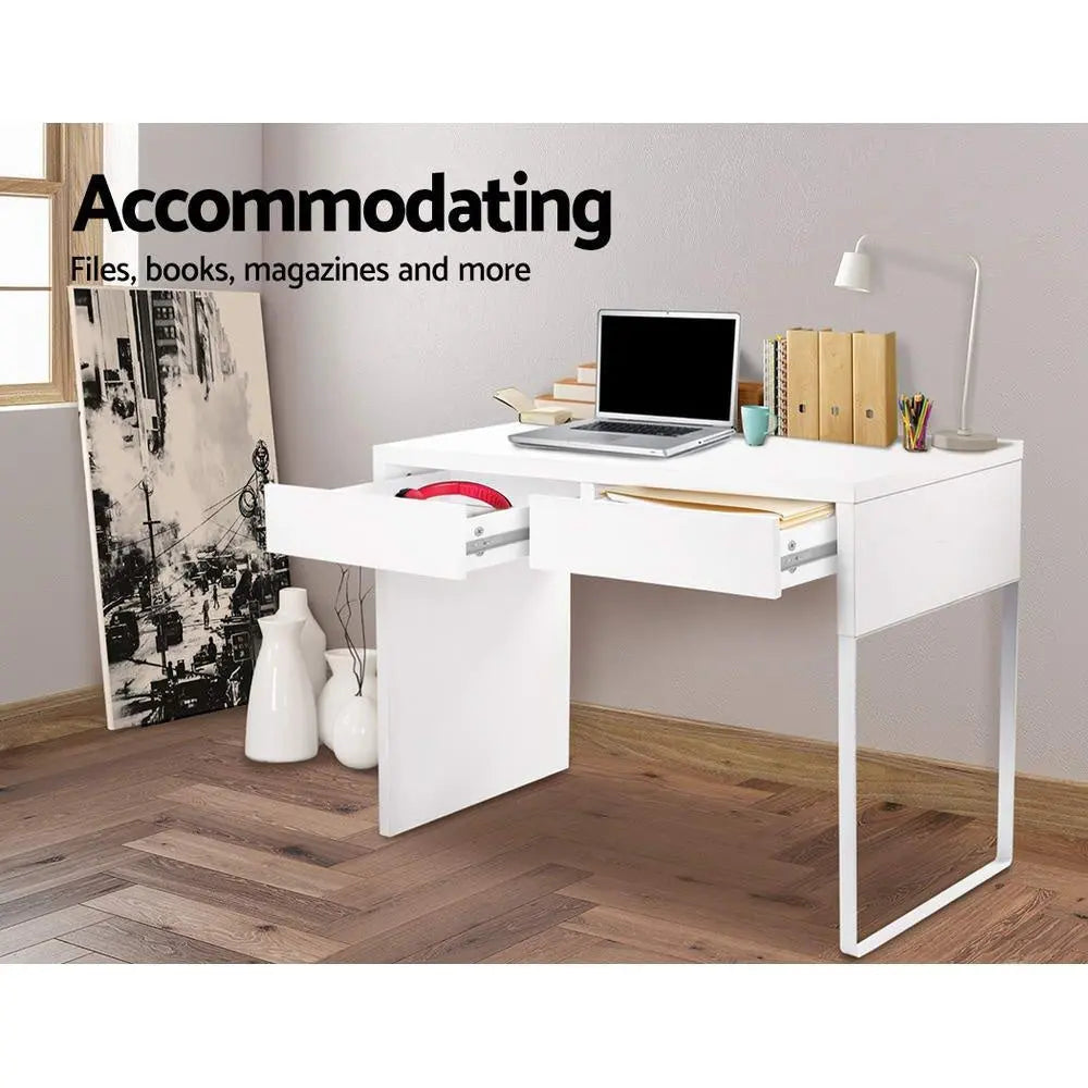 Artiss Metal Desk with 2 Drawers - White Deals499