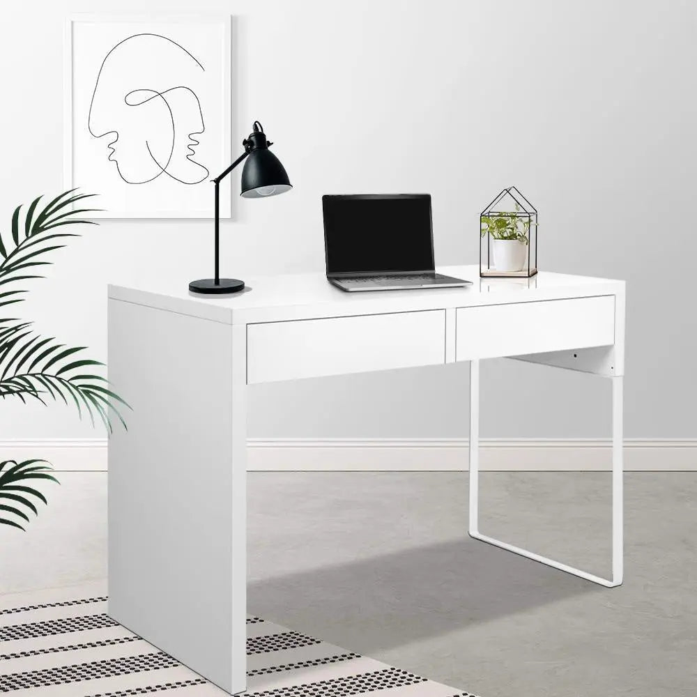 Artiss Metal Desk with 2 Drawers - White Deals499