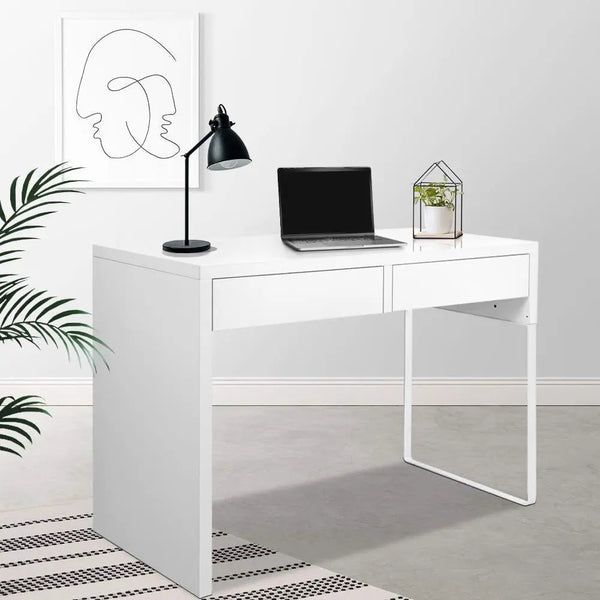 Artiss Metal Desk with 2 Drawers - White Deals499