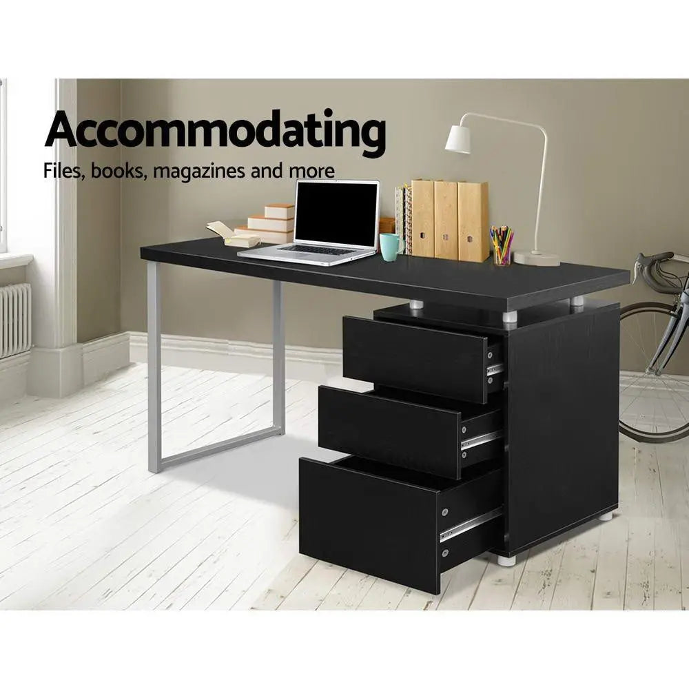 Artiss Metal Desk with 3 Drawers - Black Deals499