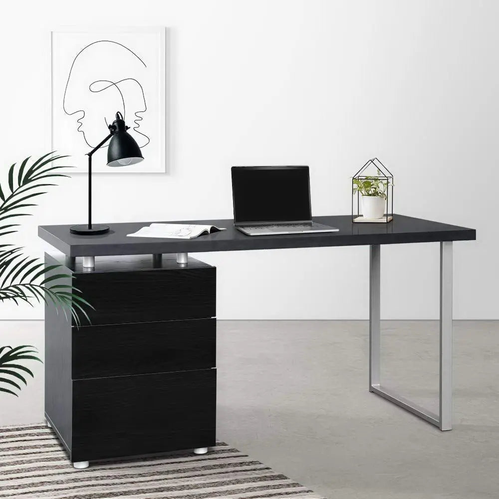 Artiss Metal Desk with 3 Drawers - Black Deals499