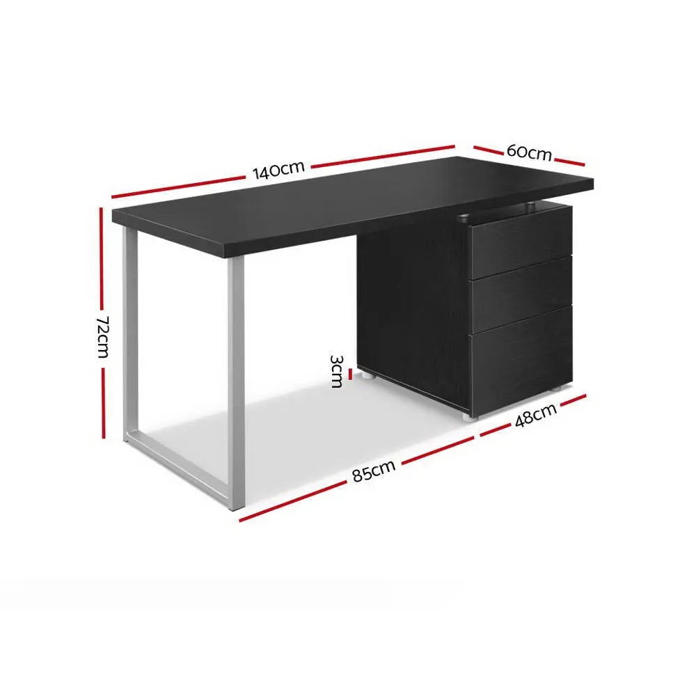 Artiss Metal Desk with 3 Drawers - Black Deals499