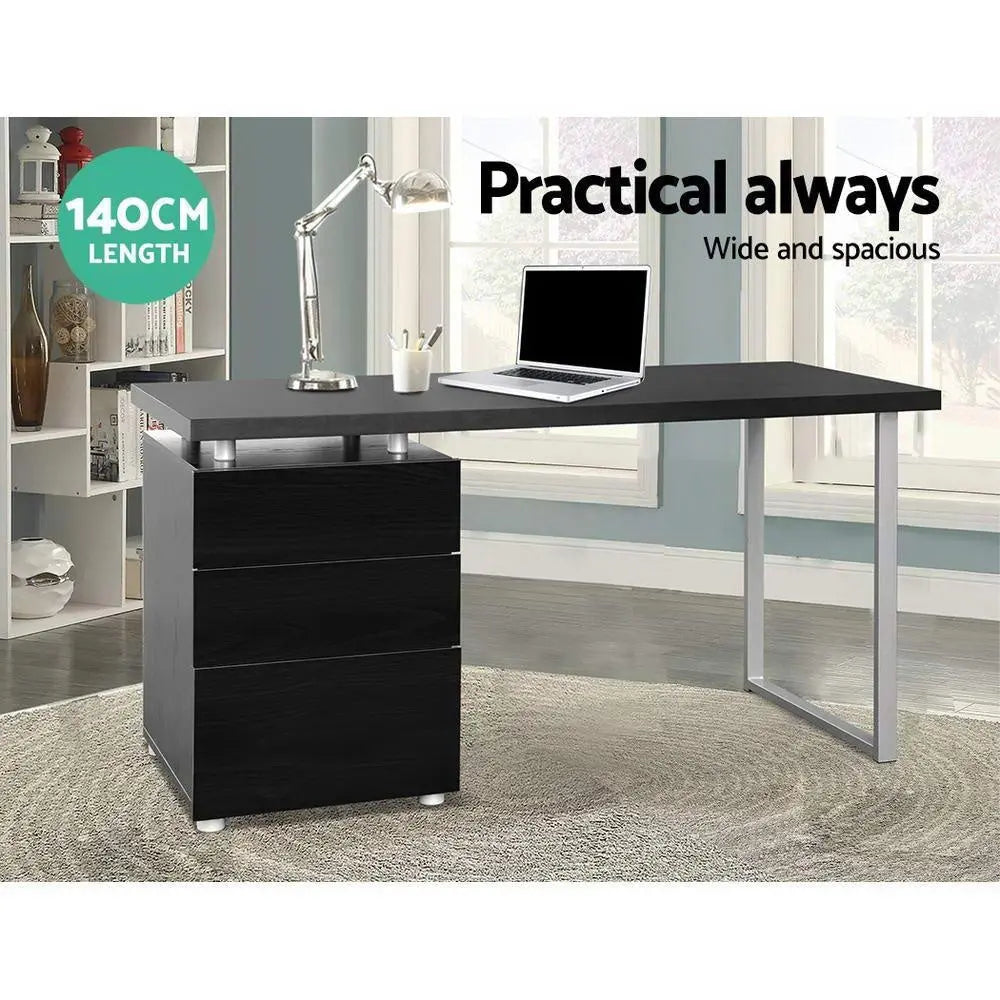 Artiss Metal Desk with 3 Drawers - Black Deals499
