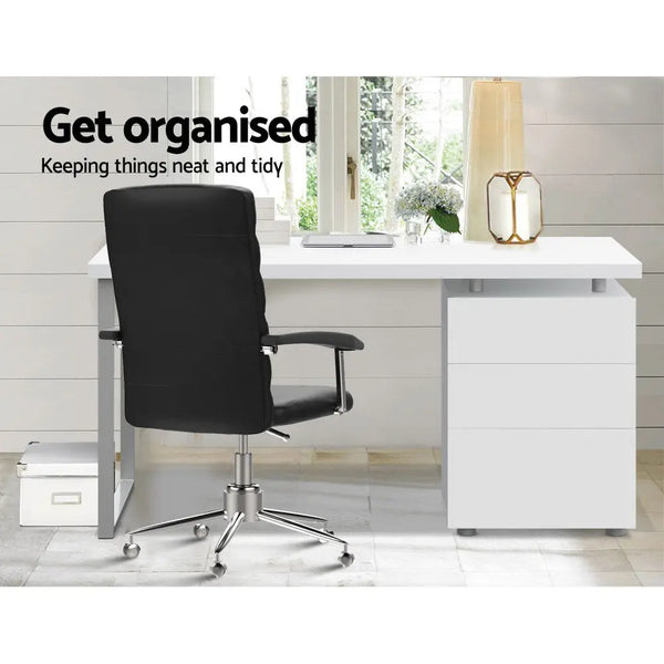 Artiss Metal Desk with 3 Drawers - White Deals499