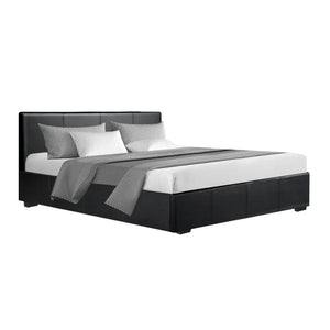 Artiss Nino Bed Frame PU Leather - Black Queen Deals499