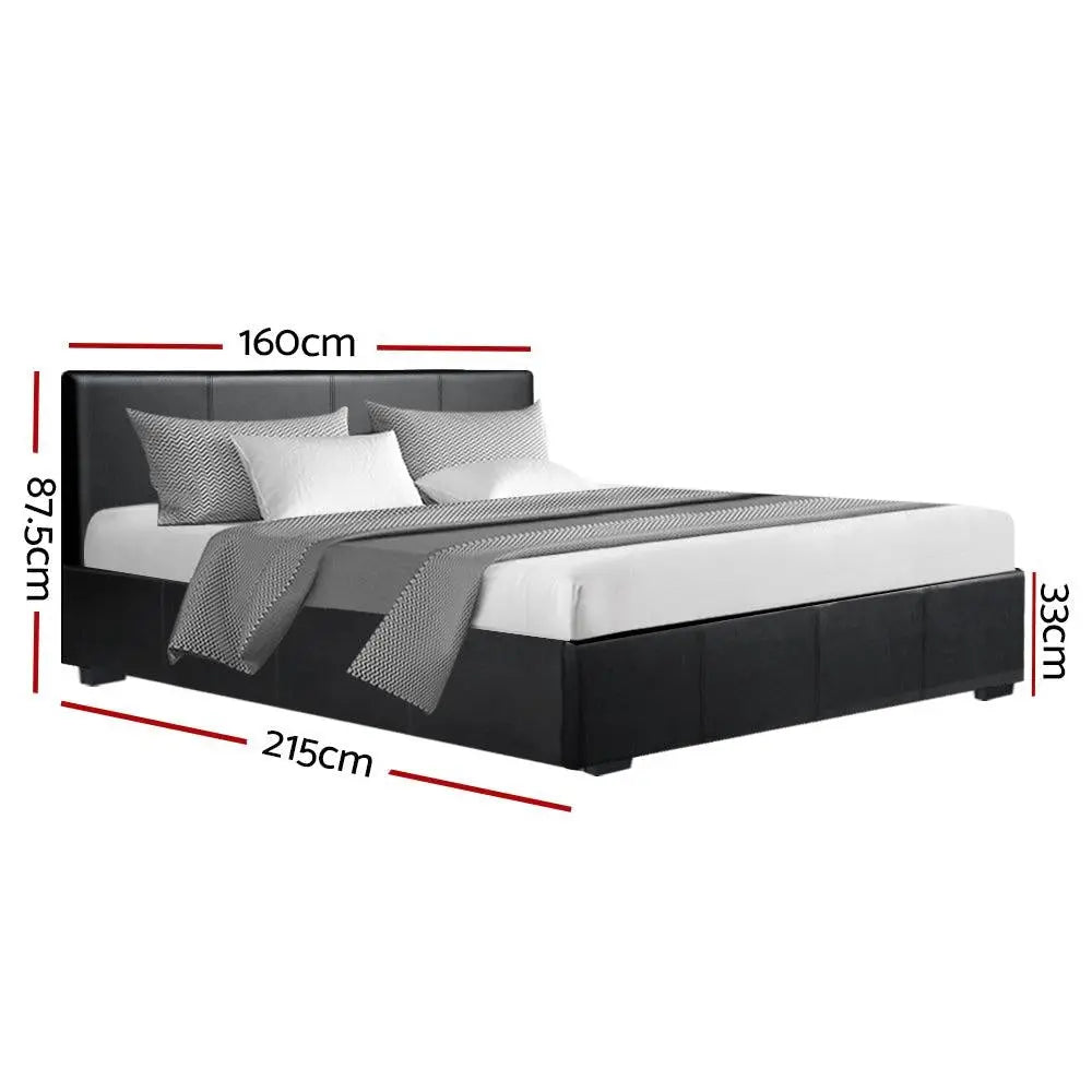 Artiss Nino Bed Frame PU Leather - Black Queen Deals499