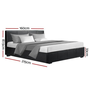 Artiss Nino Bed Frame PU Leather - Black Queen Deals499