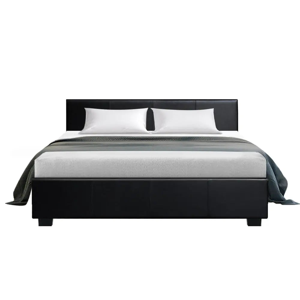 Artiss Nino Bed Frame PU Leather - Black Queen Deals499