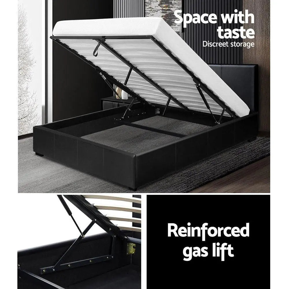Artiss Nino Bed Frame PU Leather - Black Queen Deals499