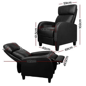 Artiss PU Leather Reclining Armchair - Black Deals499