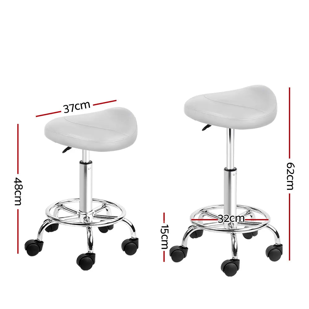 Artiss PU Leather Swivel Saddle Salon Chair - White Deals499