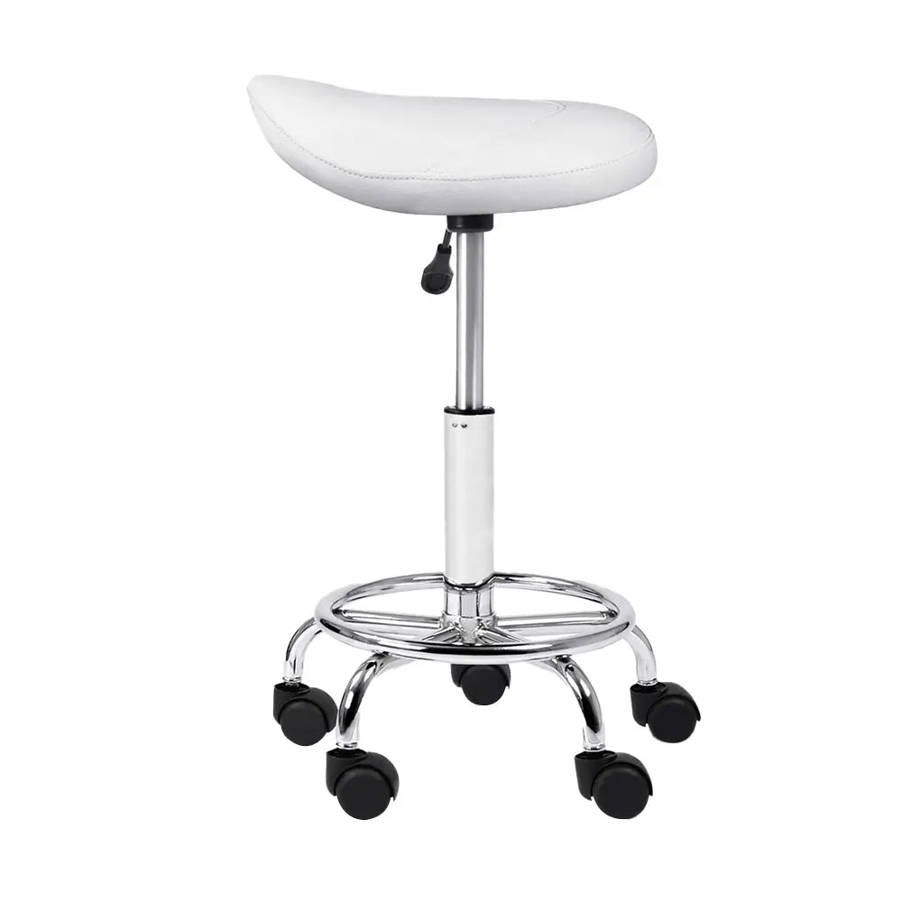 Artiss PU Leather Swivel Saddle Salon Chair - White Deals499