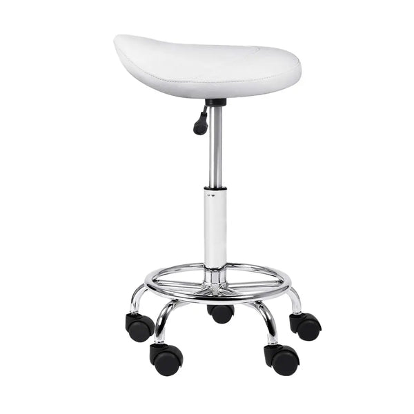 Artiss PU Leather Swivel Saddle Salon Chair - White Deals499