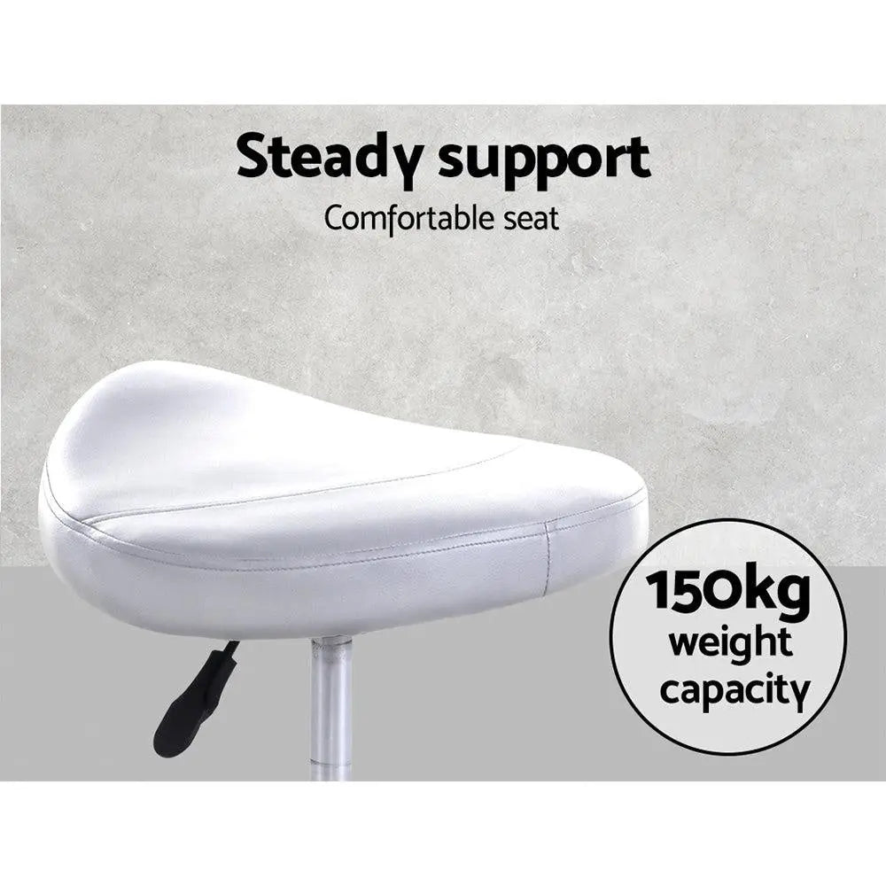 Artiss PU Leather Swivel Saddle Salon Chair - White Deals499