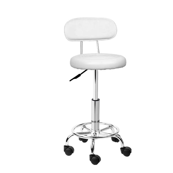 Artiss PU Leather Swivel Salon Stool - White Deals499