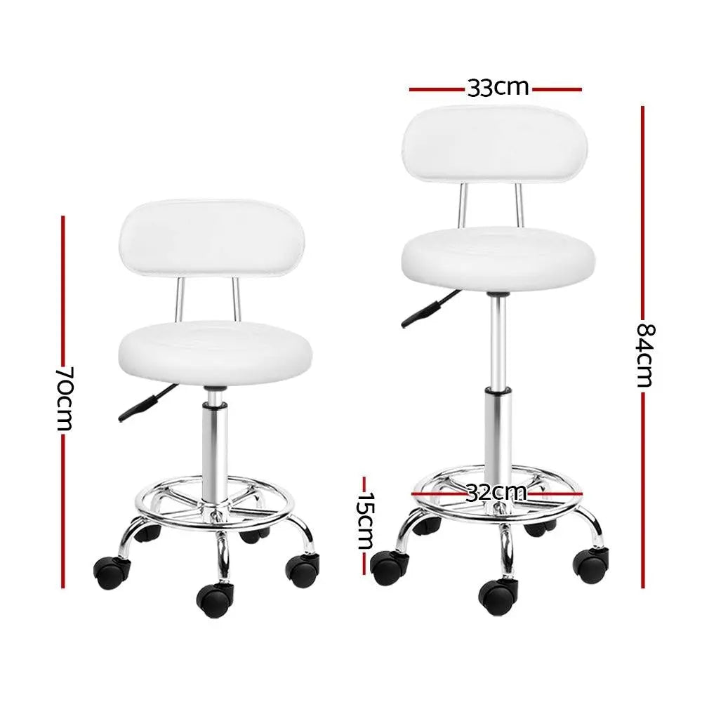 Artiss PU Leather Swivel Salon Stool - White Deals499