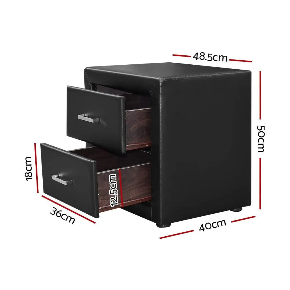 Artiss PVC Leather Bedside Table - Black Deals499