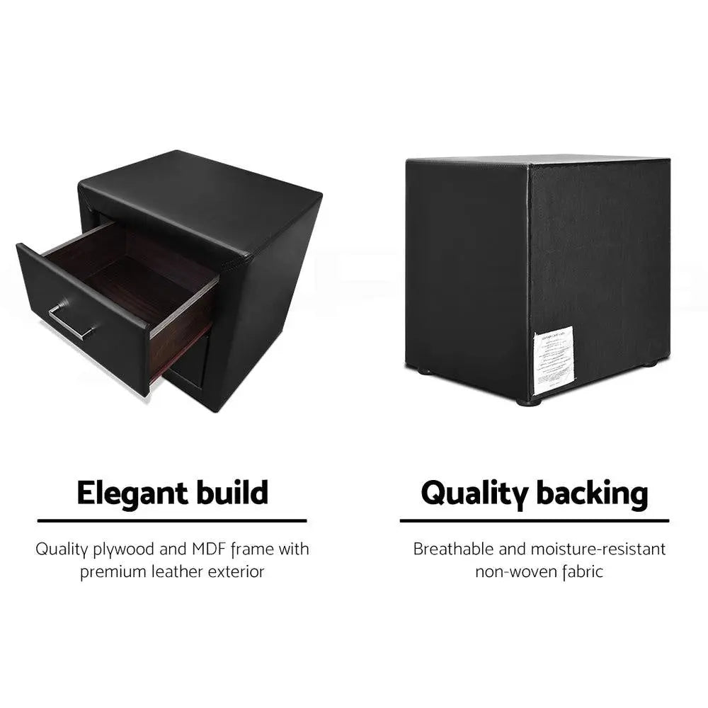 Artiss PVC Leather Bedside Table - Black Deals499