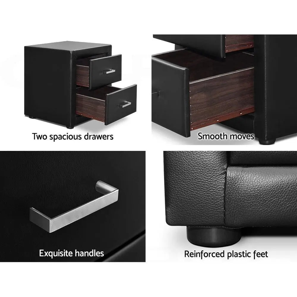 Artiss PVC Leather Bedside Table - Black Deals499