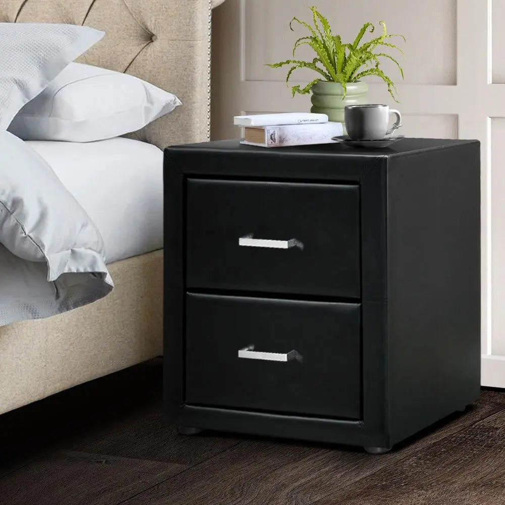 Artiss PVC Leather Bedside Table - Black Deals499