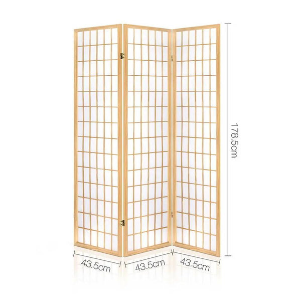 Artiss Room Divider Screen Wood Timber Dividers Fold Stand Wide Beige 3 Panel Deals499
