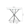 Artiss Round Dining Table 4 Seater 90cm Tempered Glass Clear Chrome Steel Legs Cross Cafe Kitchen Tables Deals499