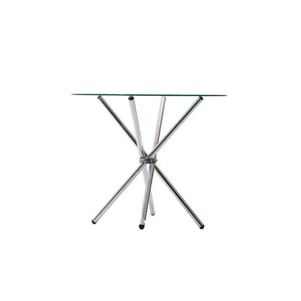 Artiss Round Dining Table 4 Seater 90cm Tempered Glass Clear Chrome Steel Legs Cross Cafe Kitchen Tables Deals499